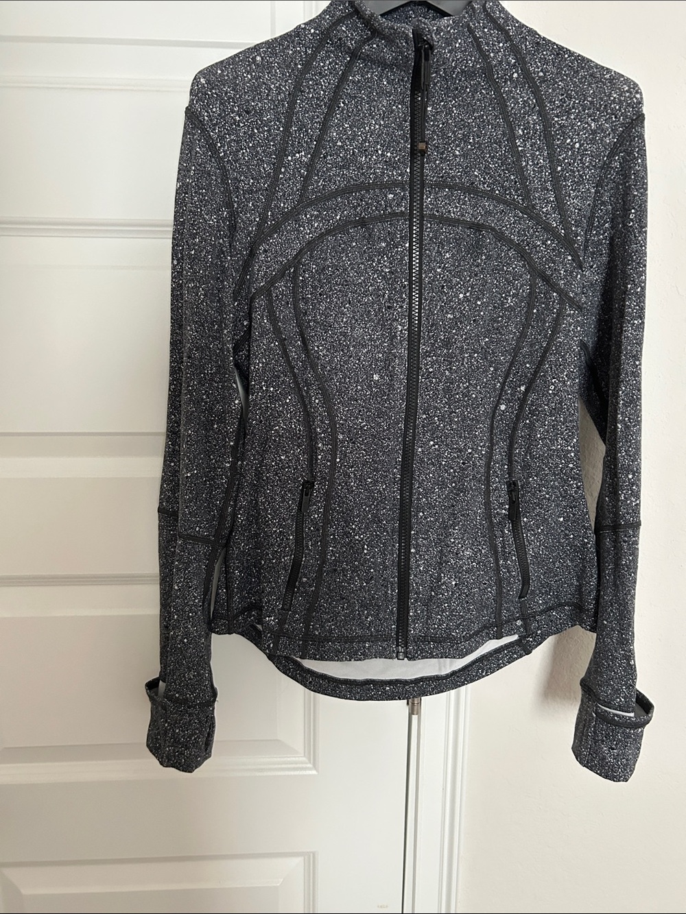 Lululemon Speckled Black Zip-Front Athletic Jacket